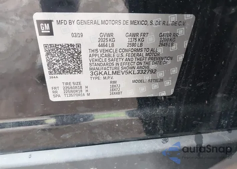 2019 GMC Terrain Sle from USA, damaged, VIN 3GKALMEV5KL332792